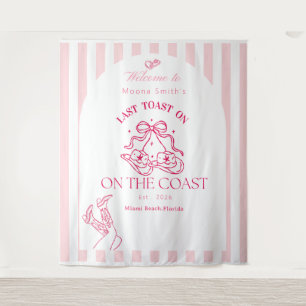 custom cowgirl last toast on the coast pink  tapestry