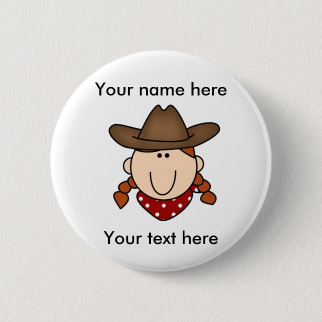 custom cowgirl red Button (Front)