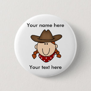 custom cowgirl red Button