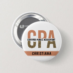 Custom CPA Certified Public Accountant Leopard 6 Cm Round Badge