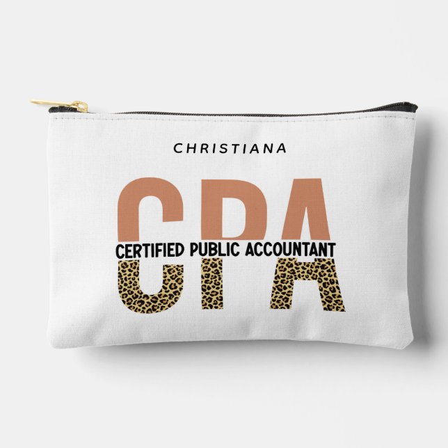 Custom CPA Certified Public Accountant Leopard Accessory Pouch (Front)