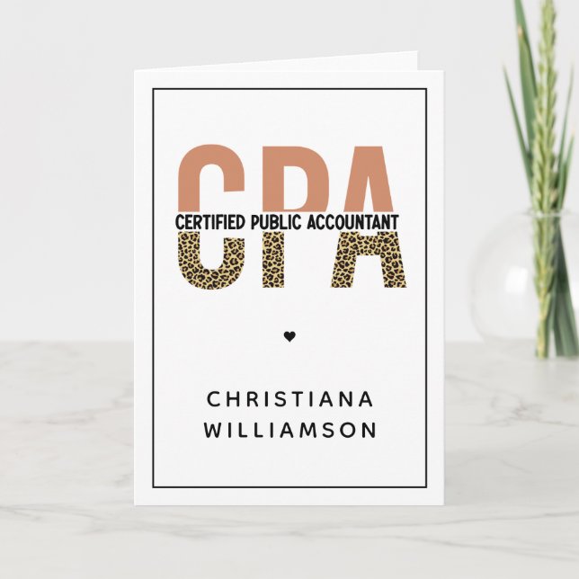 Custom CPA Certified Public Accountant Leopard Card (Front)
