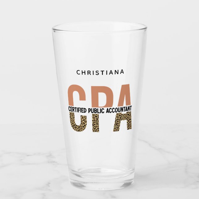 Custom CPA Certified Public Accountant Leopard Glass (Front)