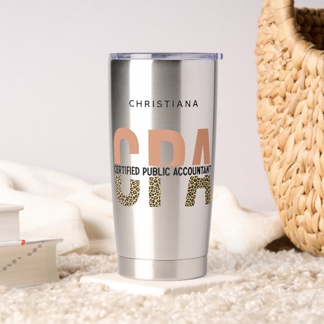 Custom CPA Certified Public Accountant Leopard Insulated Tumbler (Living Room)