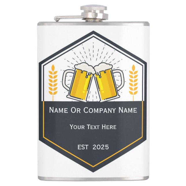 Custom Craft Beer Logo Flask (Front)