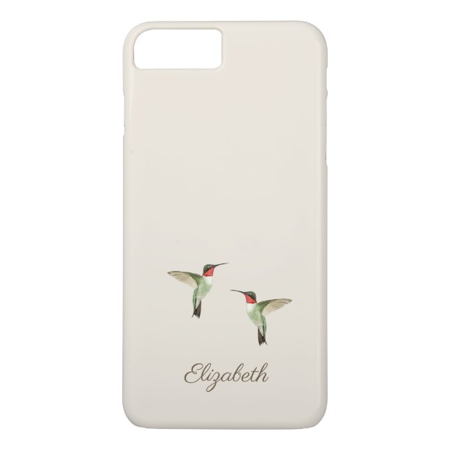 Custom Cream Beige Hummingbird Case-Mate iPhone Ca Case (Back)