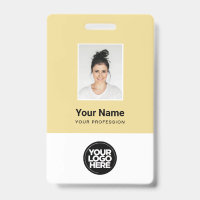 Custom Cream Employee Photo, Bar Code, Logo, Name