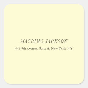 Custom cream personalised minimalist address name square sticker