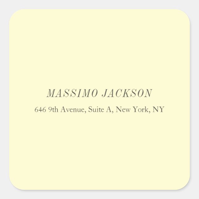 Custom cream personalised minimalist address name square sticker (Front)