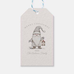 Custom cream silver senior gnome Christmas gift Gift Tags