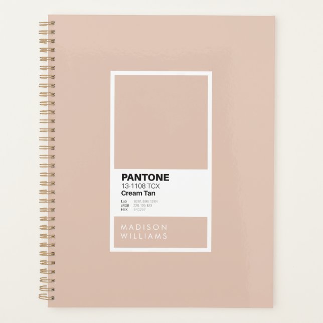 Custom Cream Tan Notebook | Personalised Soft Beig Planner (Front)