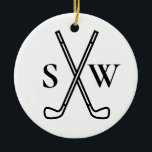 Custom Create Your Own Golf Theme Monogrammed Ceramic Ornament<br><div class="desc">Logo style golf clubs with your monogram initials. Perfect and simple golf theme to create your own personalised holiday Christmas ornament. Great as a gift for those that love to play golf.</div>