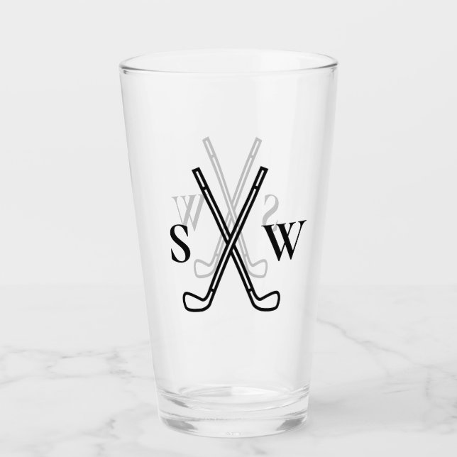 Custom Create Your Own Golf Theme Monogrammed Glass (Front)