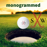 Custom Create Your Own Golf Theme Monogrammed Golf Balls<br><div class="desc">Logo style golf clubs with your monogram initials. Perfect and simple golf theme to create your own personalised golf balls. Great as a gift for those that love to play golf. Black and red golfer colour theme.</div>