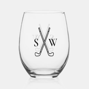 Custom Create Your Own Golf Theme Monogrammed Stemless Wine Glass