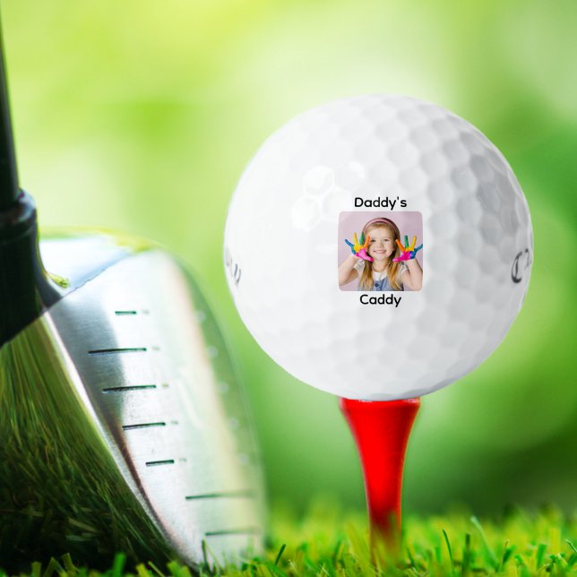 Custom Create Your Own Photo Personalised  Golf Balls (Daddy's Caddy photo golf ball with text. )