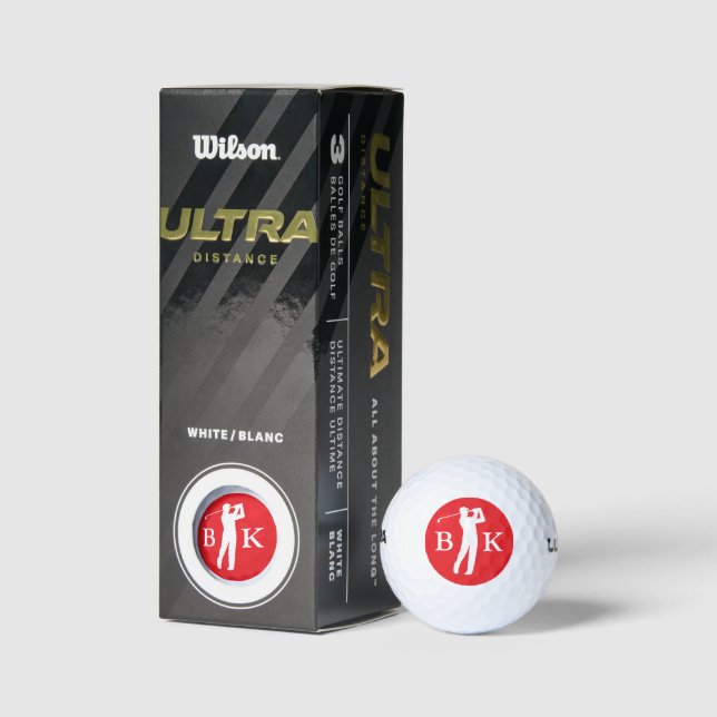Custom Create Your Own RED Golfer Monogram Golf Balls (Packaging)