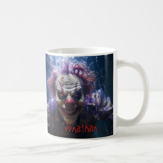 Custom Creepy Clown Horror Halloween Coffee Mug (Right)