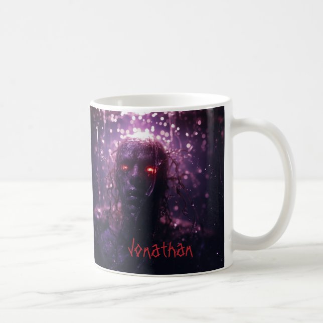 Custom Creepy Zombie Horror Purple Halloween Coffee Mug (Right)