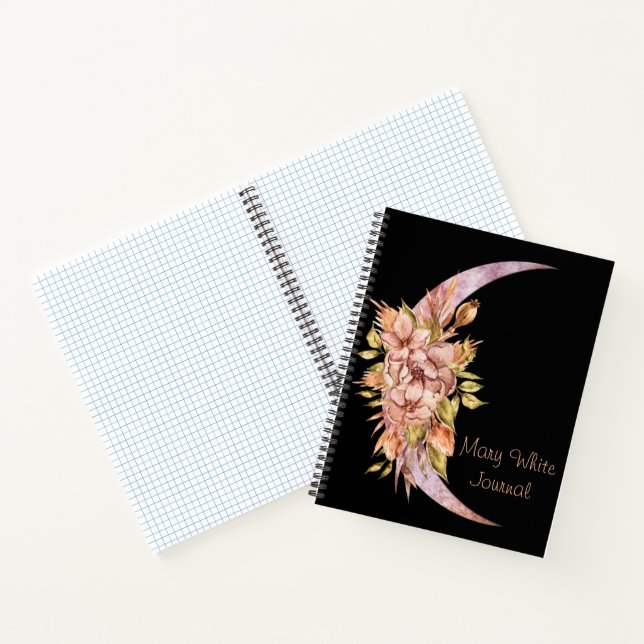 Custom Crescent Moon and Flower Journal (Inside)