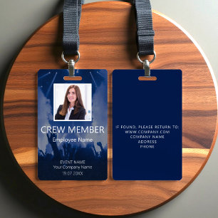 Custom Crew Member Event Blue Badg Badge ID Badge