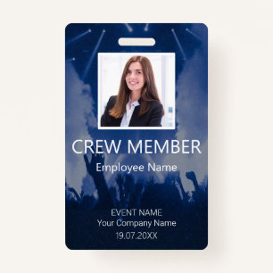 Custom Crew Member Event Blue Badg Badge ID Badge