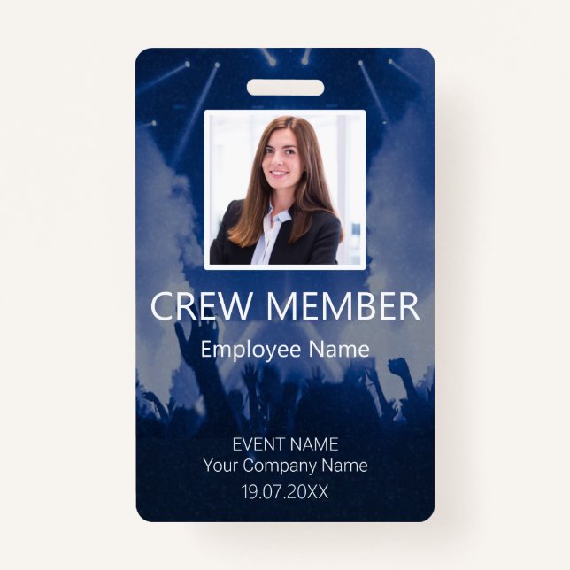 Custom Crew Member Event Blue Badg Badge ID Badge (Front)