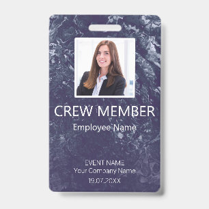 Custom Crew Member Event Blue Badge ID Badge