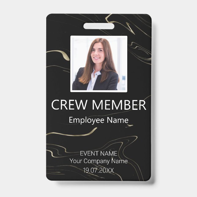 Custom Crew Member Event Marbling Badge ID Badge (Front)