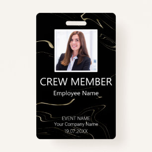 Custom Crew Member Event Marbling Badge ID Badge
