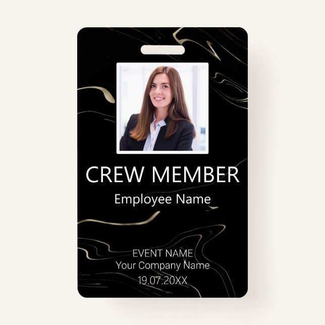 Custom Crew Member Event Marbling Badge ID Badge (Front)