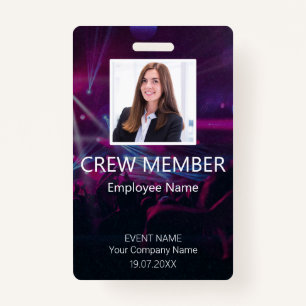 Custom Crew Member Event Purple Badge ID Badge