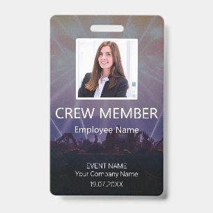 Custom Crew Member QR Code Event Badge ID Badge