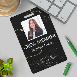 Custom Crew Member QR Code Event Marbling Badge ID Badge