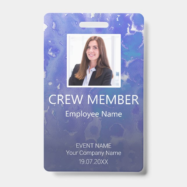 Custom Crew Member QR Code Event Violet Badge ID Badge (Front)
