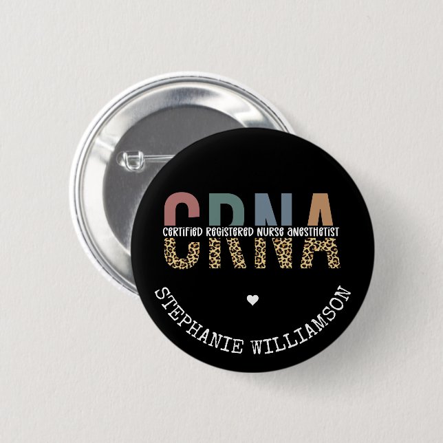 Custom CRNA Certified Registered Nurse Anaesthetis 6 Cm Round Badge (Front & Back)