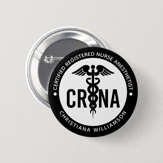 Custom CRNA Certified Registered Nurse Anaesthetis 6 Cm Round Badge (Front & Back)
