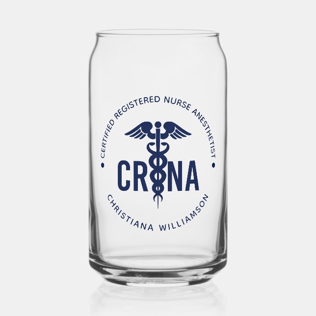 Custom CRNA Certified Registered Nurse Anaesthetis Can Glass (Front)