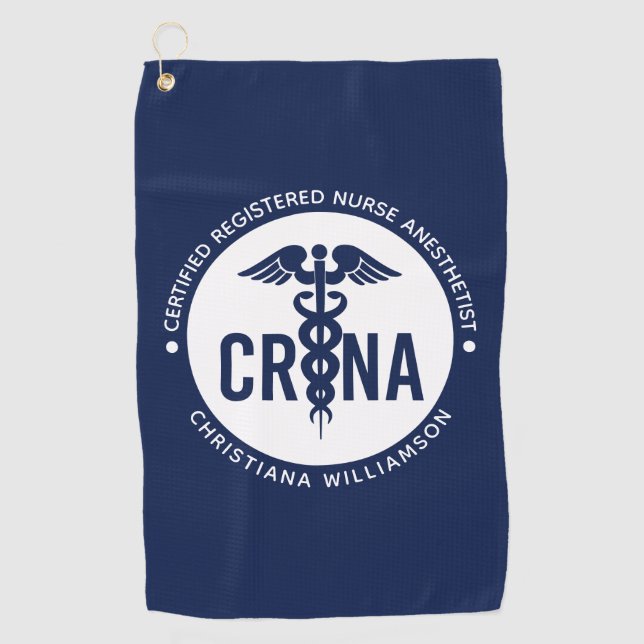 Custom CRNA Certified Registered Nurse Anaesthetis Golf Towel (Front)