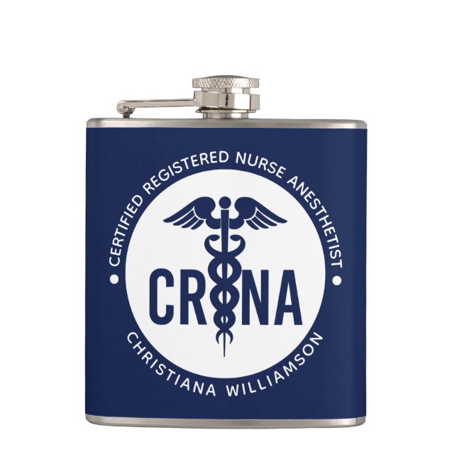 Custom CRNA Certified Registered Nurse Anaesthetis Hip Flask (Front)