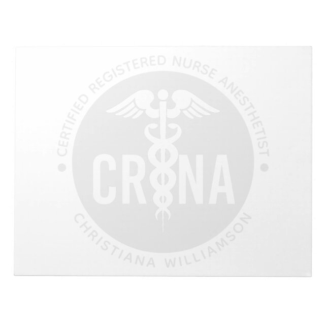 Custom CRNA Certified Registered Nurse Anaesthetis Notepad (Front)