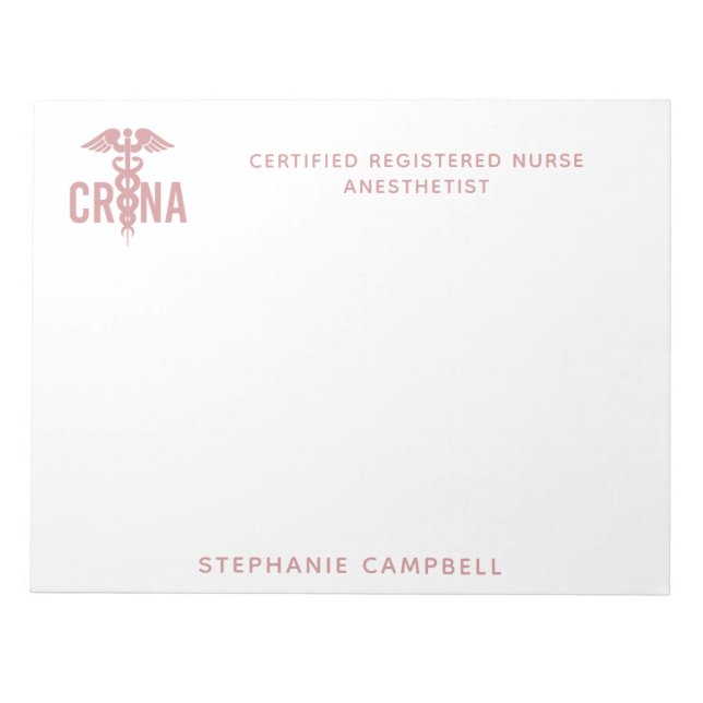 Custom CRNA Certified Registered Nurse Anaesthetis Notepad (Front)