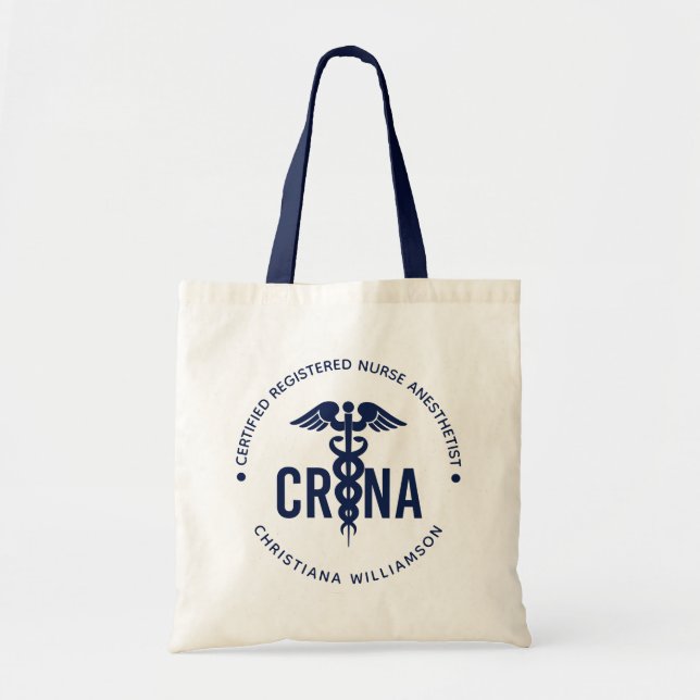 Custom CRNA Certified Registered Nurse Anaesthetis Tote Bag (Front)