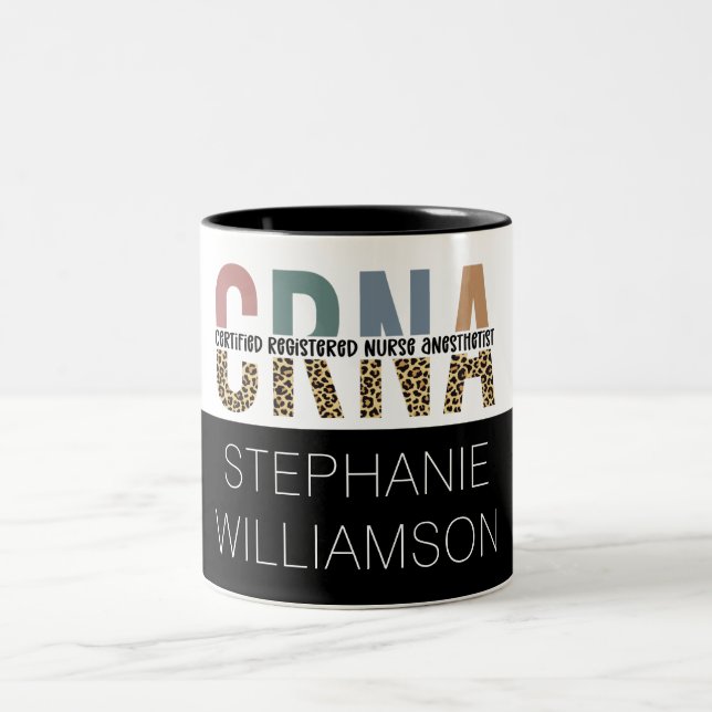 Custom CRNA Certified Registered Nurse Anaesthetis Two-Tone Coffee Mug (Center)
