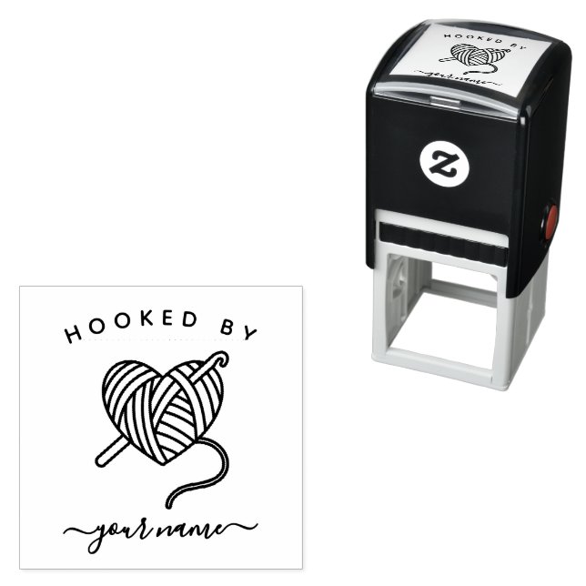 Custom Crochet Iron on Label for crafter Self-inking Stamp (In Situ)
