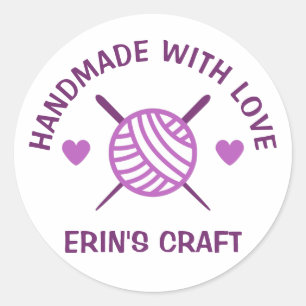 CUSTOM Crochet Knit Yarn Handmade Classic Round Sticker