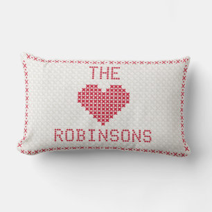 Custom Cross-stitch Couple Anniversary Gift Lumbar Cushion