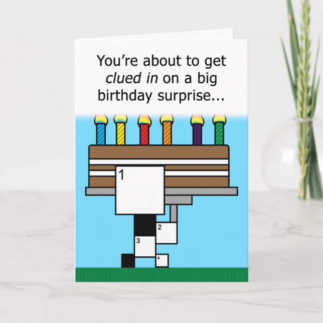 CUSTOM Crossword Puzzle Birthday Card (9x9 Grid) (Front)