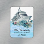 Custom Cruise 50th Wedding Anniversary Keepsake Magnet<br><div class="desc">Custom 50th wedding anniversary keepsake magnet with a cruise ship design and a watercolor sea illustration.</div>