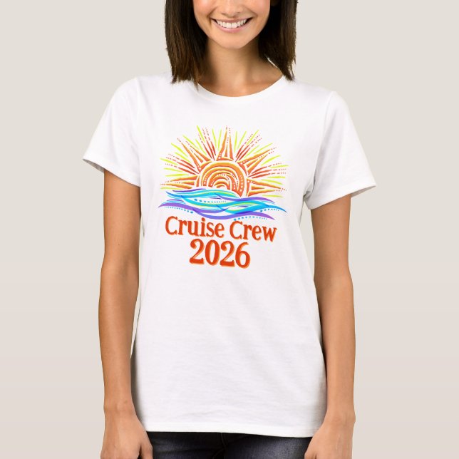 Custom Cruise Crew Sun and Waves T-Shirt (Front)